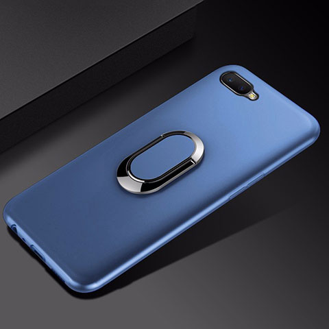 Funda Silicona Carcasa Ultrafina Goma con Magnetico Anillo de dedo Soporte A01 para Oppo K1 Azul