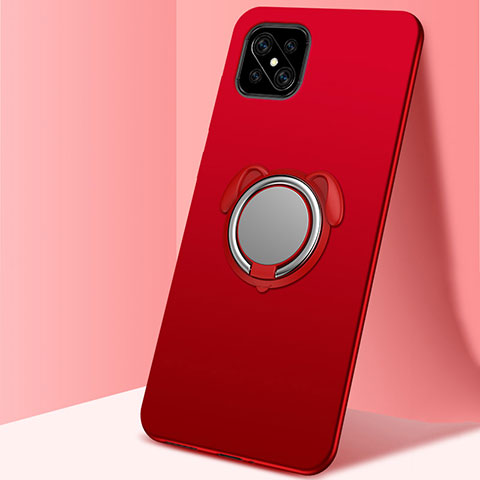 Funda Silicona Carcasa Ultrafina Goma con Magnetico Anillo de dedo Soporte A01 para Oppo Reno4 Z 5G Rojo