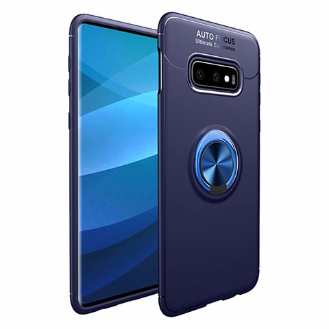 Funda Silicona Carcasa Ultrafina Goma con Magnetico Anillo de dedo Soporte A01 para Samsung Galaxy S10 5G Azul