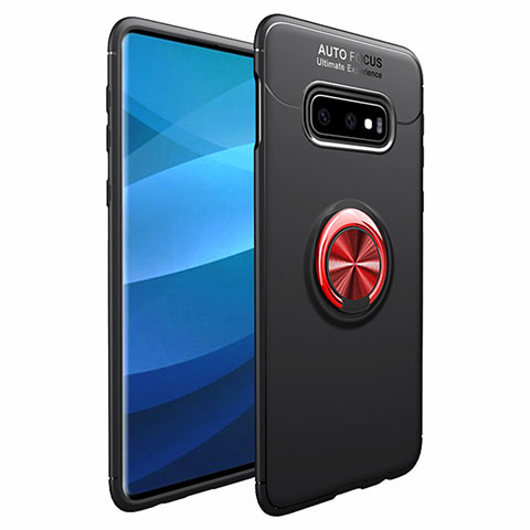 Funda Silicona Carcasa Ultrafina Goma con Magnetico Anillo de dedo Soporte A01 para Samsung Galaxy S10 5G Rojo y Negro