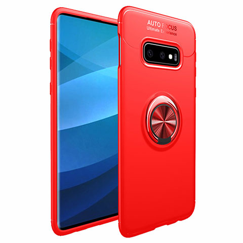 Funda Silicona Carcasa Ultrafina Goma con Magnetico Anillo de dedo Soporte A01 para Samsung Galaxy S10 Plus Rojo