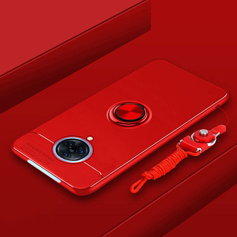 Funda Silicona Carcasa Ultrafina Goma con Magnetico Anillo de dedo Soporte A01 para Vivo Nex 3 5G Rojo