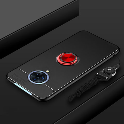 Funda Silicona Carcasa Ultrafina Goma con Magnetico Anillo de dedo Soporte A01 para Vivo Nex 3 Rojo y Negro