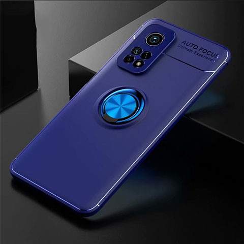 Funda Silicona Carcasa Ultrafina Goma con Magnetico Anillo de dedo Soporte A01 para Xiaomi Mi 10T 5G Azul