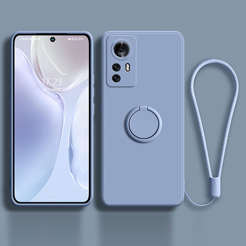 Funda Silicona Carcasa Ultrafina Goma con Magnetico Anillo de dedo Soporte A01 para Xiaomi Mi 12 5G Gris Lavanda