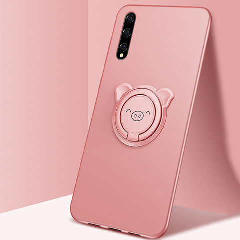 Funda Silicona Carcasa Ultrafina Goma con Magnetico Anillo de dedo Soporte A02 para Huawei Enjoy 10S Oro Rosa
