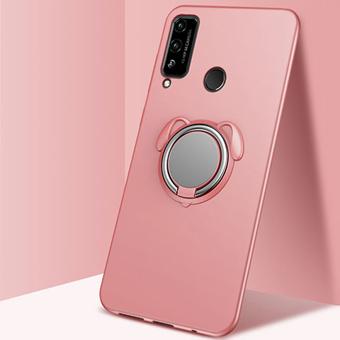 Funda Silicona Carcasa Ultrafina Goma con Magnetico Anillo de dedo Soporte A02 para Huawei Honor Play4T Oro Rosa