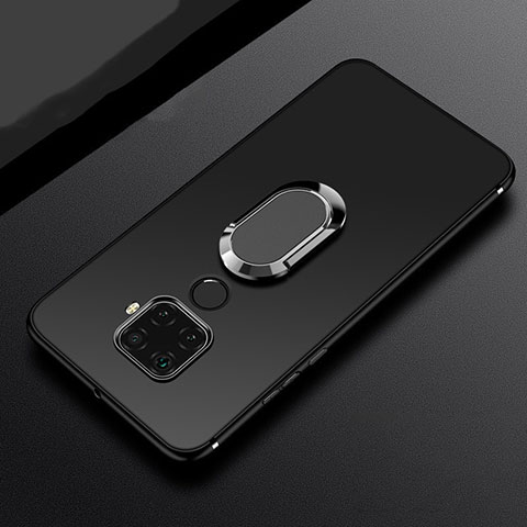 Funda Silicona Carcasa Ultrafina Goma con Magnetico Anillo de dedo Soporte A02 para Huawei Nova 5z Negro