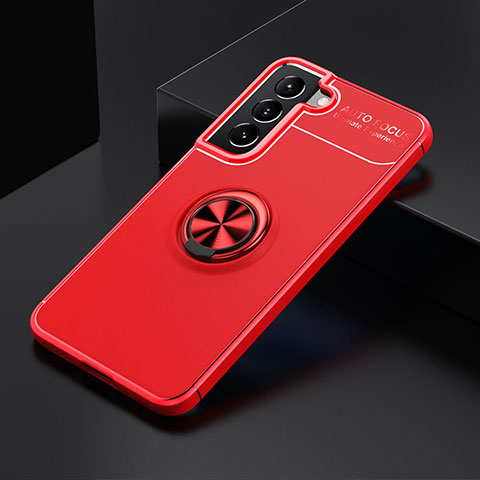 Funda Silicona Carcasa Ultrafina Goma con Magnetico Anillo de dedo Soporte A02 para Samsung Galaxy S21 Plus 5G Rojo