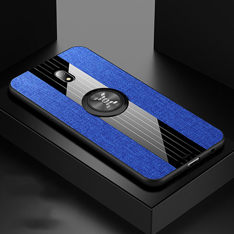Funda Silicona Carcasa Ultrafina Goma con Magnetico Anillo de dedo Soporte A02 para Xiaomi Redmi 8A Azul