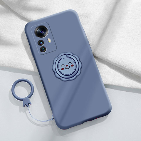 Funda Silicona Carcasa Ultrafina Goma con Magnetico Anillo de dedo Soporte A03 para Xiaomi Mi 12 5G Gris Lavanda