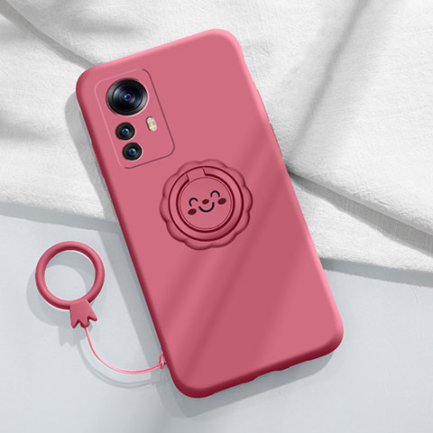 Funda Silicona Carcasa Ultrafina Goma con Magnetico Anillo de dedo Soporte A03 para Xiaomi Mi 12S 5G Rojo