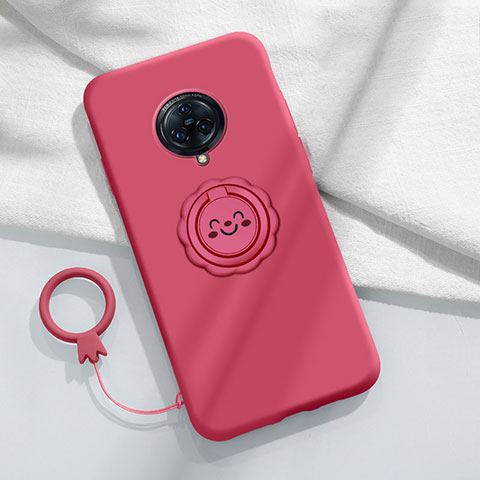 Funda Silicona Carcasa Ultrafina Goma con Magnetico Anillo de dedo Soporte A04 para Vivo Nex 3 Rojo Rosa