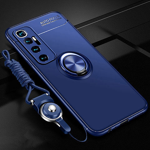 Funda Silicona Carcasa Ultrafina Goma con Magnetico Anillo de dedo Soporte A04 para Xiaomi Mi 10 Ultra Azul