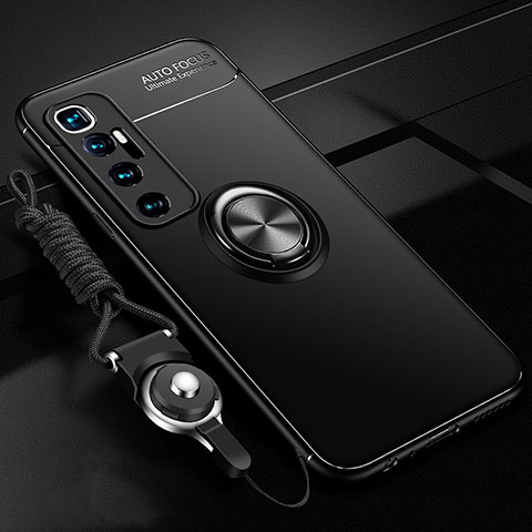 Funda Silicona Carcasa Ultrafina Goma con Magnetico Anillo de dedo Soporte A04 para Xiaomi Mi 10 Ultra Negro