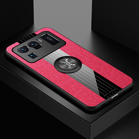 Funda Silicona Carcasa Ultrafina Goma con Magnetico Anillo de dedo Soporte A05 para Xiaomi Mi 11 Ultra 5G Rojo
