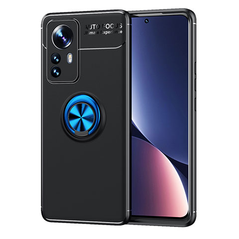 Funda Silicona Carcasa Ultrafina Goma con Magnetico Anillo de dedo Soporte A05 para Xiaomi Mi 12S Pro 5G Azul y Negro