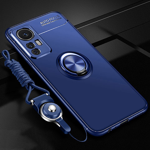 Funda Silicona Carcasa Ultrafina Goma con Magnetico Anillo de dedo Soporte A06 para Xiaomi Mi 12 5G Azul
