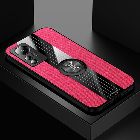 Funda Silicona Carcasa Ultrafina Goma con Magnetico Anillo de dedo Soporte A07 para Xiaomi Mi 12 Pro 5G Rojo