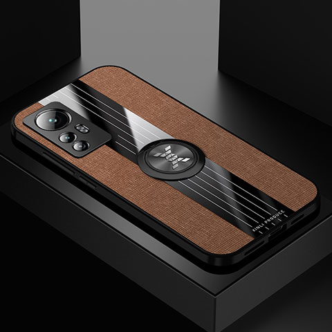Funda Silicona Carcasa Ultrafina Goma con Magnetico Anillo de dedo Soporte A07 para Xiaomi Mi 12S 5G Marron