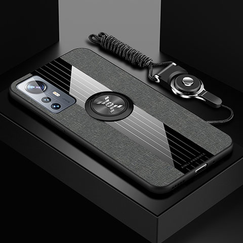 Funda Silicona Carcasa Ultrafina Goma con Magnetico Anillo de dedo Soporte A08 para Xiaomi Mi 12S 5G Gris