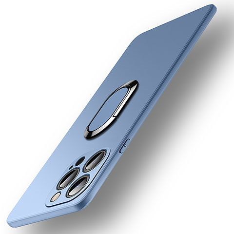 Funda Silicona Carcasa Ultrafina Goma con Magnetico Anillo de dedo Soporte A09 para Apple iPhone 14 Pro Azul Cielo