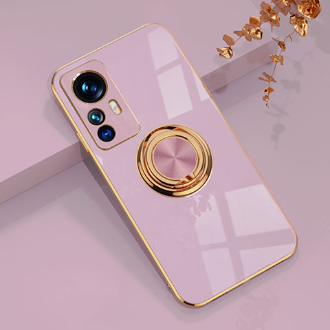 Funda Silicona Carcasa Ultrafina Goma con Magnetico Anillo de dedo Soporte AN1 para Xiaomi Mi 12T 5G Purpura Claro