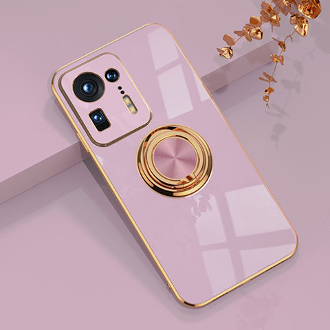 Funda Silicona Carcasa Ultrafina Goma con Magnetico Anillo de dedo Soporte AN1 para Xiaomi Mi Mix 4 5G Purpura Claro