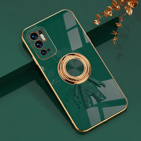 Funda Silicona Carcasa Ultrafina Goma con Magnetico Anillo de dedo Soporte AN2 para Xiaomi Redmi Note 11 SE 5G Verde