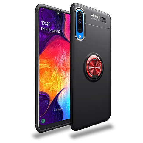 Funda Silicona Carcasa Ultrafina Goma con Magnetico Anillo de dedo Soporte JM1 para Samsung Galaxy A50S Rojo y Negro