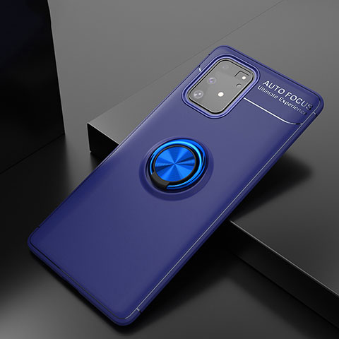 Funda Silicona Carcasa Ultrafina Goma con Magnetico Anillo de dedo Soporte JM2 para Samsung Galaxy M80S Azul