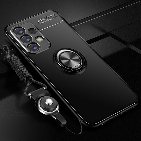 Funda Silicona Carcasa Ultrafina Goma con Magnetico Anillo de dedo Soporte JM3 para Samsung Galaxy A32 5G Negro