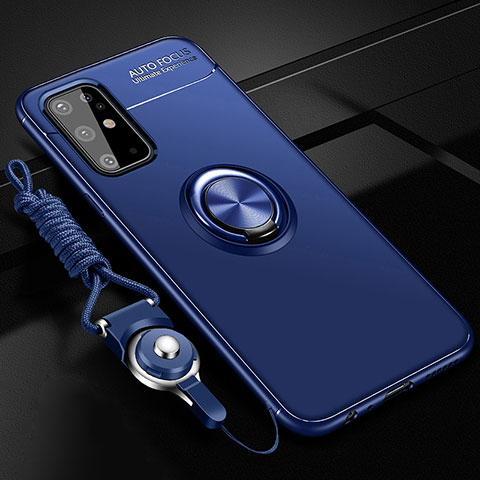Funda Silicona Carcasa Ultrafina Goma con Magnetico Anillo de dedo Soporte JM3 para Samsung Galaxy S20 Plus 5G Azul