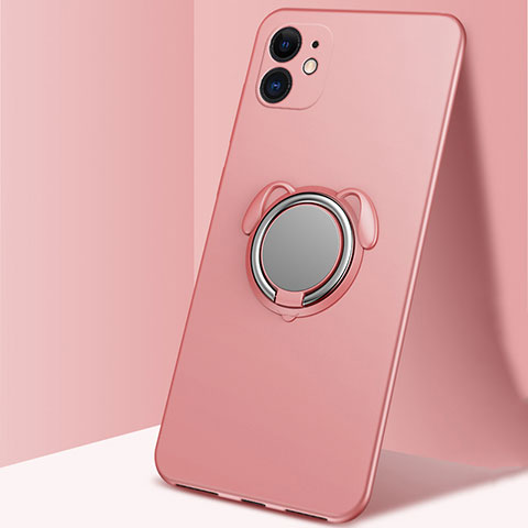 Funda Silicona Carcasa Ultrafina Goma con Magnetico Anillo de dedo Soporte N02 para Apple iPhone 12 Mini Oro Rosa