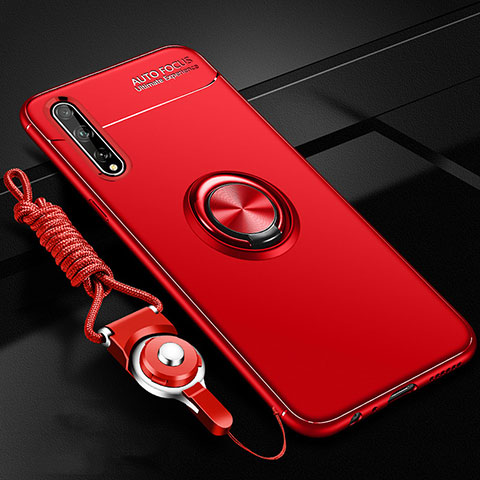 Funda Silicona Carcasa Ultrafina Goma con Magnetico Anillo de dedo Soporte para Huawei Enjoy 10S Rojo