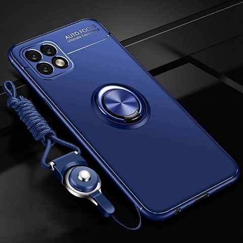 Funda Silicona Carcasa Ultrafina Goma con Magnetico Anillo de dedo Soporte para Huawei Enjoy 20 5G Azul