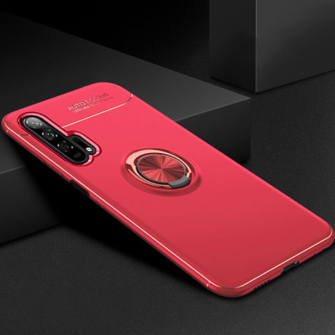 Funda Silicona Carcasa Ultrafina Goma con Magnetico Anillo de dedo Soporte para Huawei Honor 20 Pro Rojo