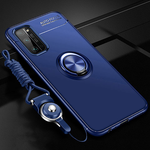 Funda Silicona Carcasa Ultrafina Goma con Magnetico Anillo de dedo Soporte para Huawei Honor 30 Pro+ Plus Azul