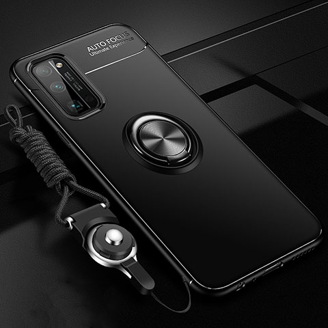 Funda Silicona Carcasa Ultrafina Goma con Magnetico Anillo de dedo Soporte para Huawei Honor 30 Pro+ Plus Negro