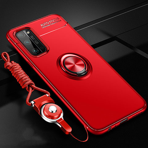 Funda Silicona Carcasa Ultrafina Goma con Magnetico Anillo de dedo Soporte para Huawei Honor 30 Pro Rojo