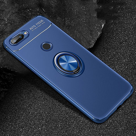 Funda Silicona Carcasa Ultrafina Goma con Magnetico Anillo de dedo Soporte para Huawei Honor 9 Lite Azul