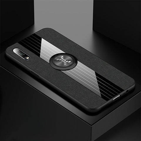 Funda Silicona Carcasa Ultrafina Goma con Magnetico Anillo de dedo Soporte para Huawei Honor 9X Negro