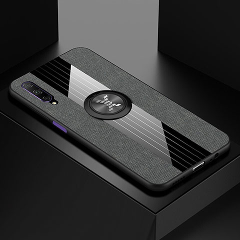 Funda Silicona Carcasa Ultrafina Goma con Magnetico Anillo de dedo Soporte para Huawei Honor 9X Pro Gris
