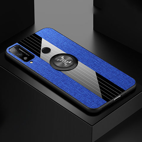 Funda Silicona Carcasa Ultrafina Goma con Magnetico Anillo de dedo Soporte para Huawei Honor Play4T Azul