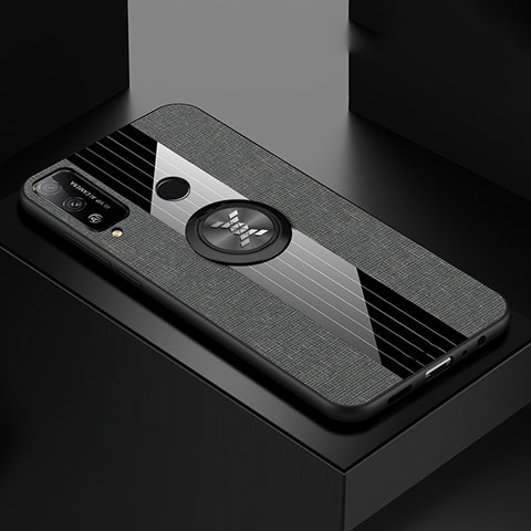 Funda Silicona Carcasa Ultrafina Goma con Magnetico Anillo de dedo Soporte para Huawei Honor Play4T Gris