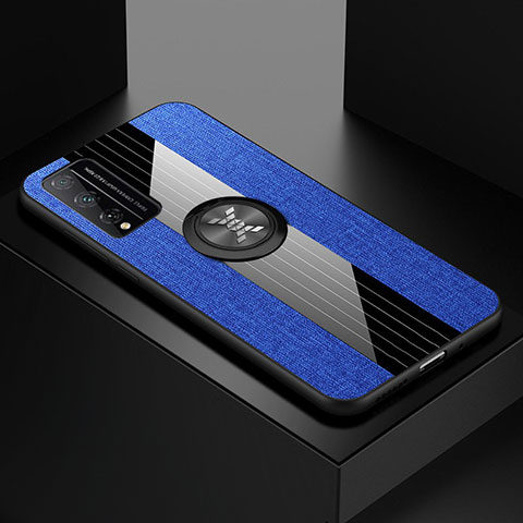 Funda Silicona Carcasa Ultrafina Goma con Magnetico Anillo de dedo Soporte para Huawei Honor Play4T Pro Azul