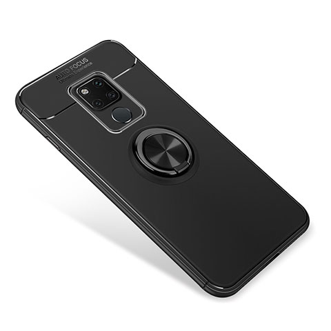 Funda Silicona Carcasa Ultrafina Goma con Magnetico Anillo de dedo Soporte para Huawei Mate 20 Negro