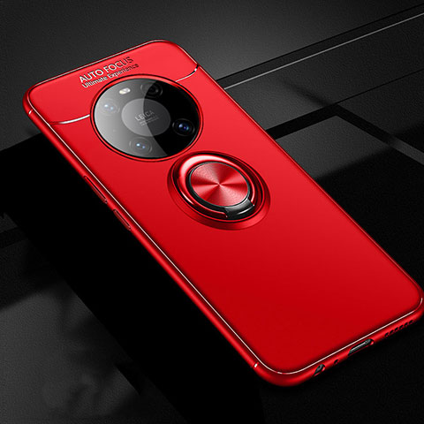 Funda Silicona Carcasa Ultrafina Goma con Magnetico Anillo de dedo Soporte para Huawei Mate 40E Pro 5G Rojo