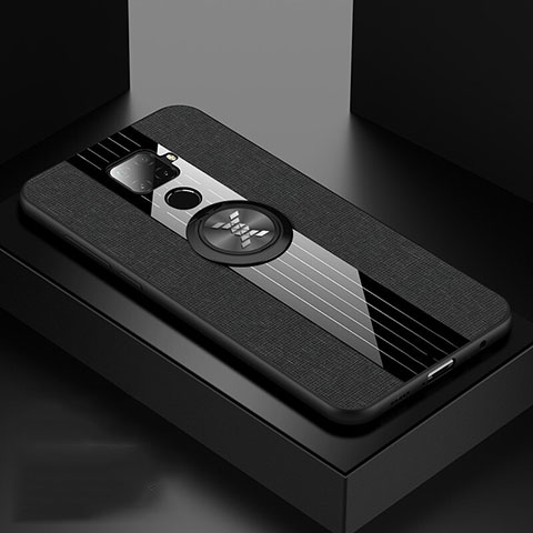 Funda Silicona Carcasa Ultrafina Goma con Magnetico Anillo de dedo Soporte para Huawei Nova 5z Negro