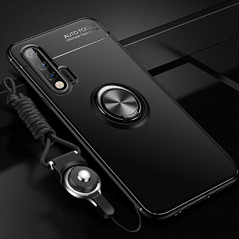 Funda Silicona Carcasa Ultrafina Goma con Magnetico Anillo de dedo Soporte para Huawei Nova 6 5G Negro